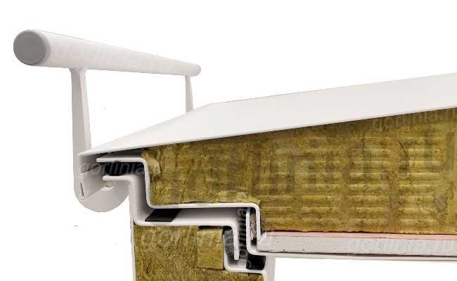 Люк выхода на кровлю Небоскреб в разрезе крышка с минеральной ватой, огнеупорным ГКЛ, уплотнителем, лентой и терморазрывом