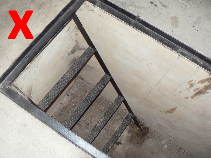 Забетонированный уголок Напольный проем с залитым в бетон уголком